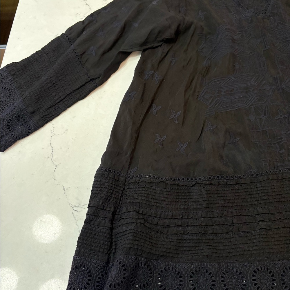 Johnny Was Black Bohemian Embroidered Tunic Dress Boho Chic Lagenlook Capsule
